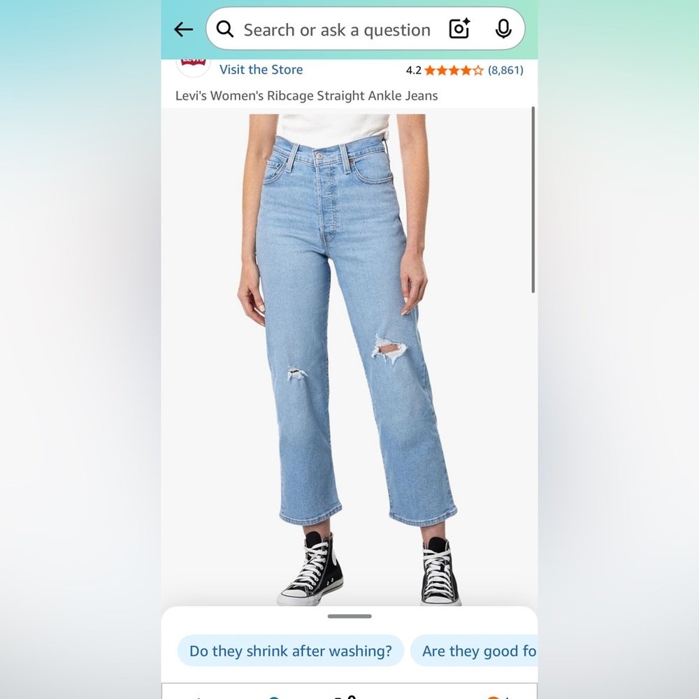 Levi’s straight ribcage ankle jeans